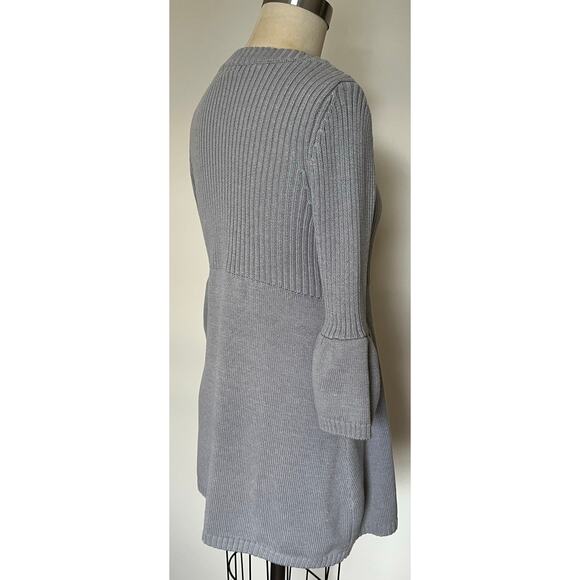 One A Gray Bell Sleeve Tunic Sweater Retro Boho Twee Coquette Cotton Blend L $45 - Picture 8 of 12